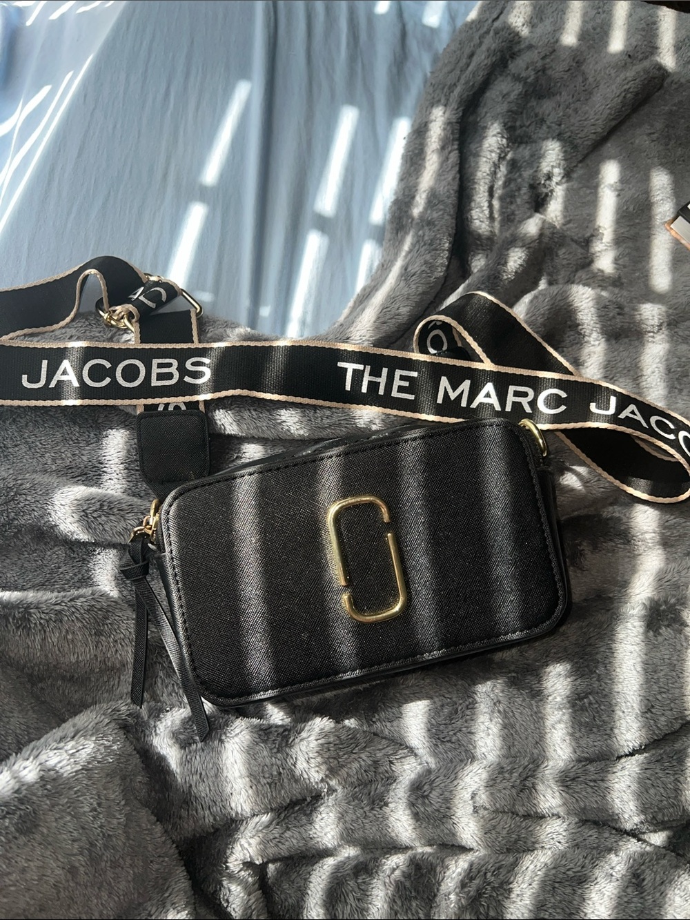Marc Jacobs Black Snapshot Camera Bag with Logo Strap